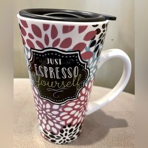 Clay Art  Coffee Mug  “Just Expresso Yourself" Excellent Condition Tall vibrant